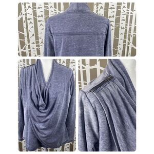 Marika Heathered Purple Lightweight French Terry Crossover Front Long Sleeve Yog